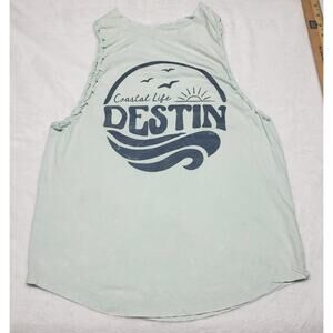 Exist Destin Tank Top S | Coastal Mint Cotton | Boho Looped Trim Beachwear